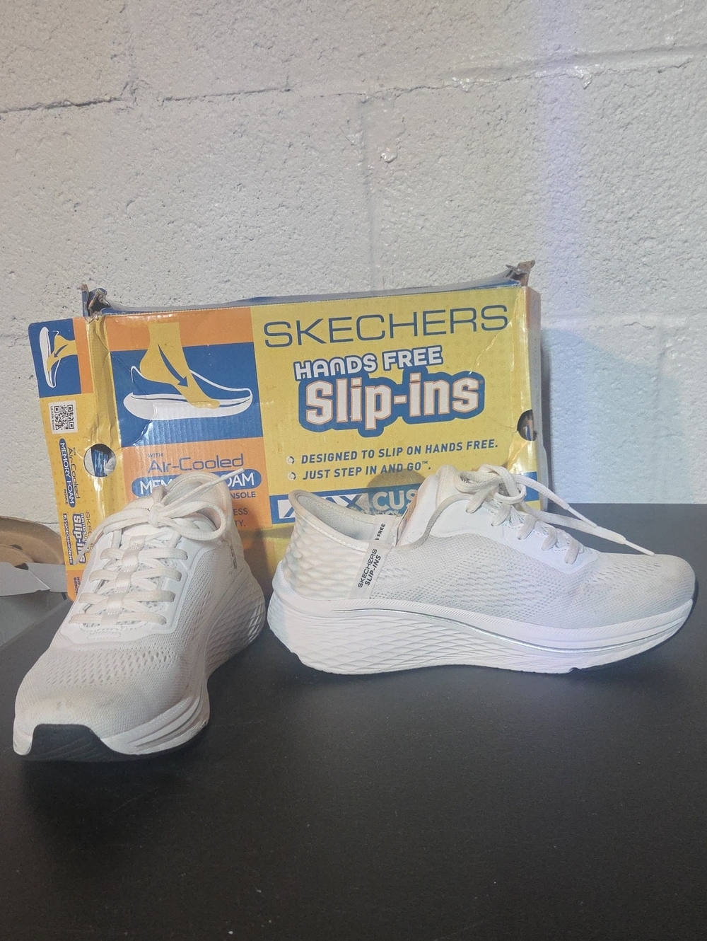 Skechers Women's White Athletic Lace-Up Slip-On Sneakers